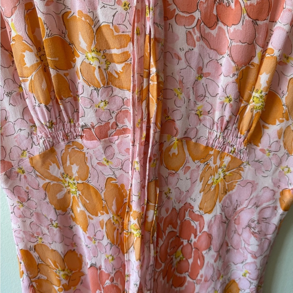 CONSIGNED—Talbots Pink and Orange Silk Floral Dress - Picture 4 of 5